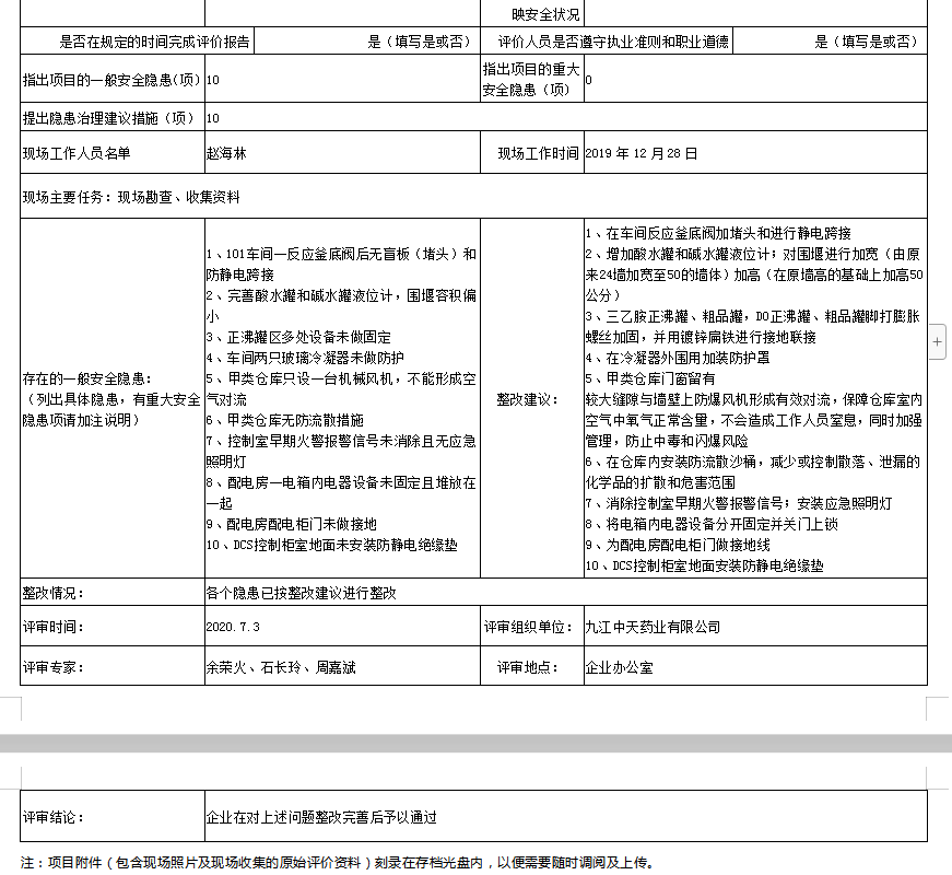 九江中天藥業(yè)有限公司 年產(chǎn)120t環(huán)丙乙炔生產(chǎn)裝置項(xiàng)目