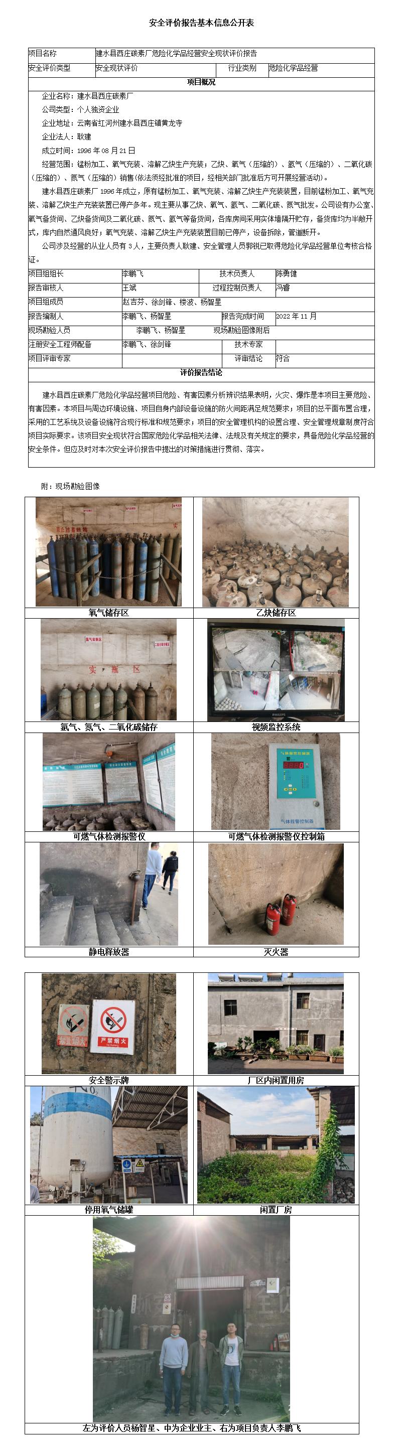 建水西莊安全評價報告基本信息公開表